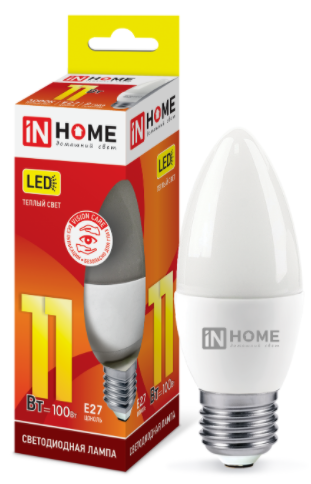 Лампа светодиодная LED-СВЕЧА-VC 11Вт 230В Е27 3000К 1050Лм